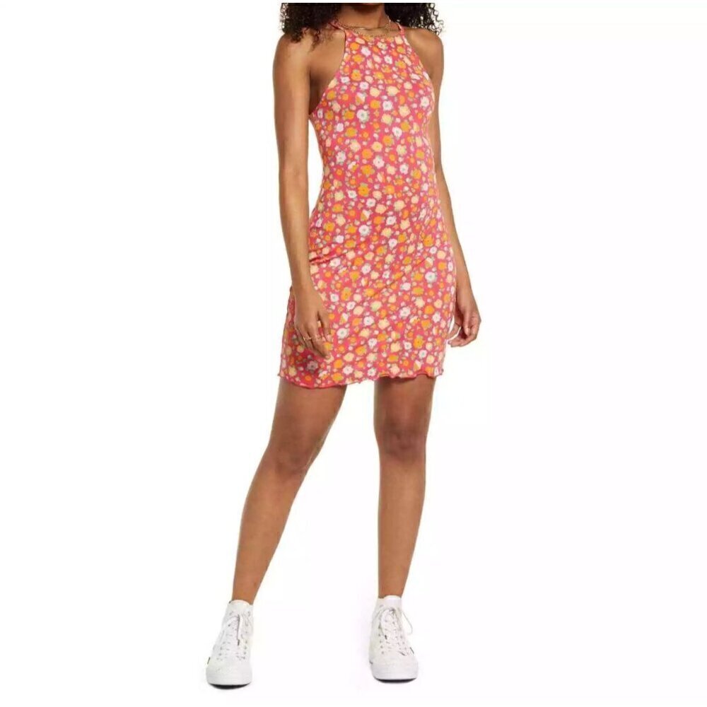 NWT BP by Nordstrom Pink Sally Retro Floral Mini Dress - Size: XL